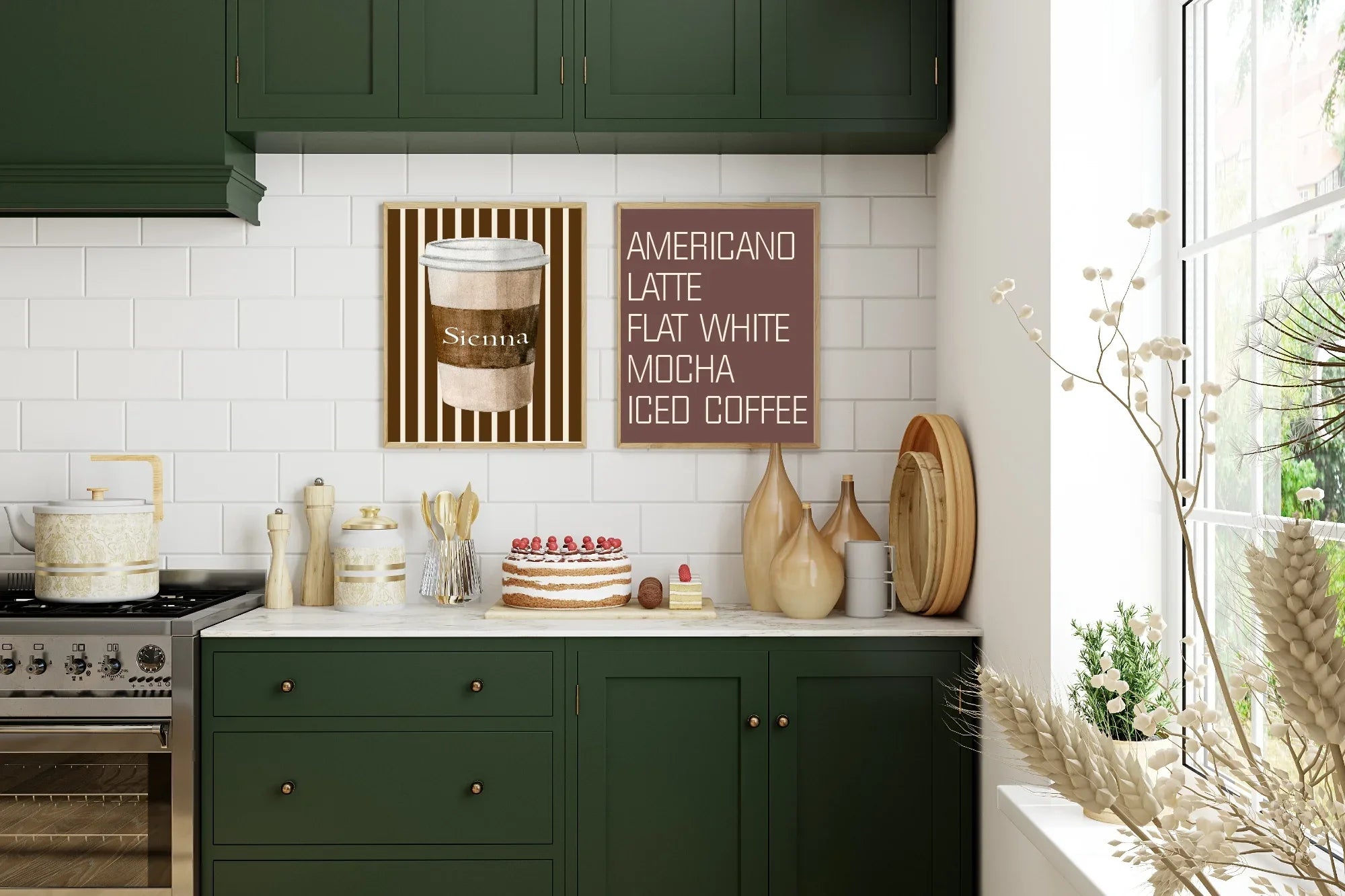 Personalised Coffee Cup Print | Cute Kitchen Wall Art | Striped - Larosier Prints