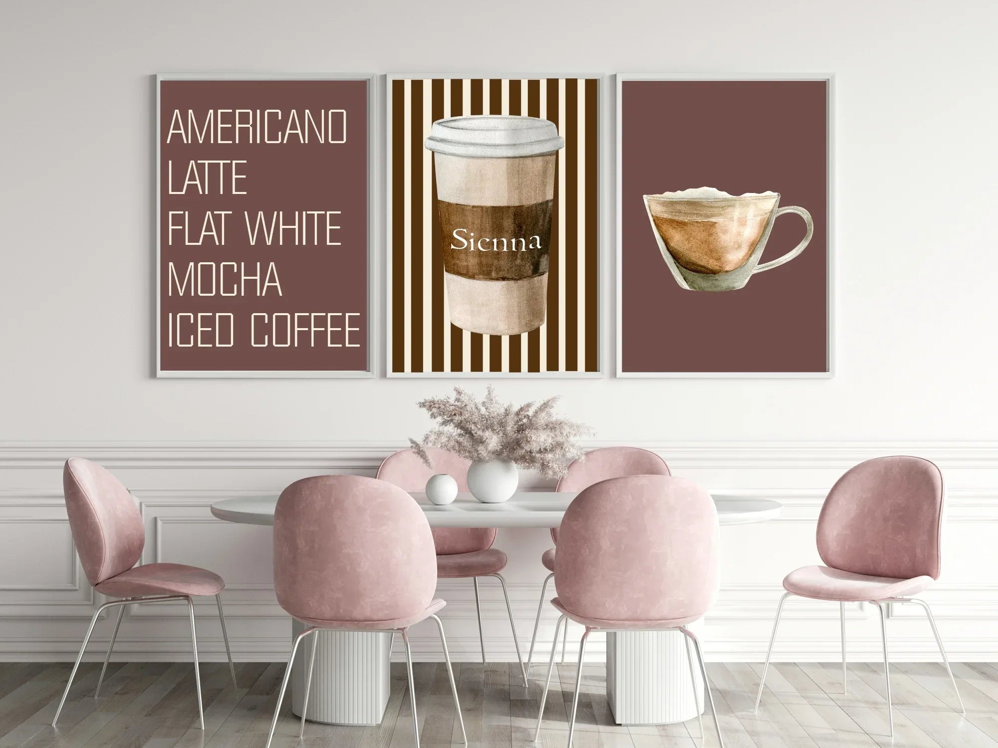 Personalised Coffee Cup Print | Cute Kitchen Wall Art | Striped - Larosier Prints