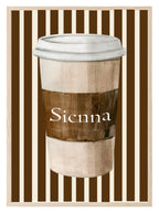 Personalised Coffee Cup Print | Cute Kitchen Wall Art | Striped - Larosier Prints