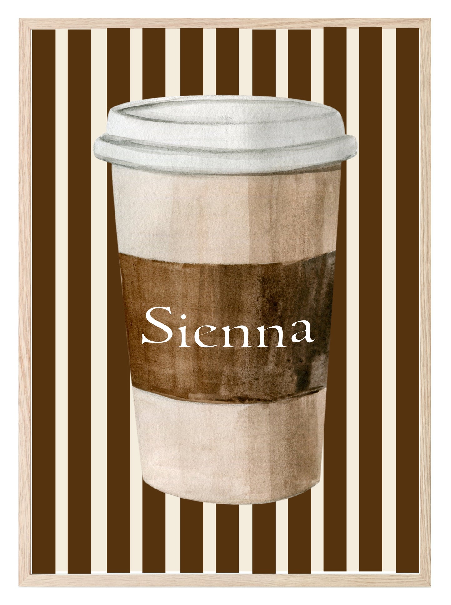 Personalised Coffee Cup Print | Cute Kitchen Wall Art | Striped