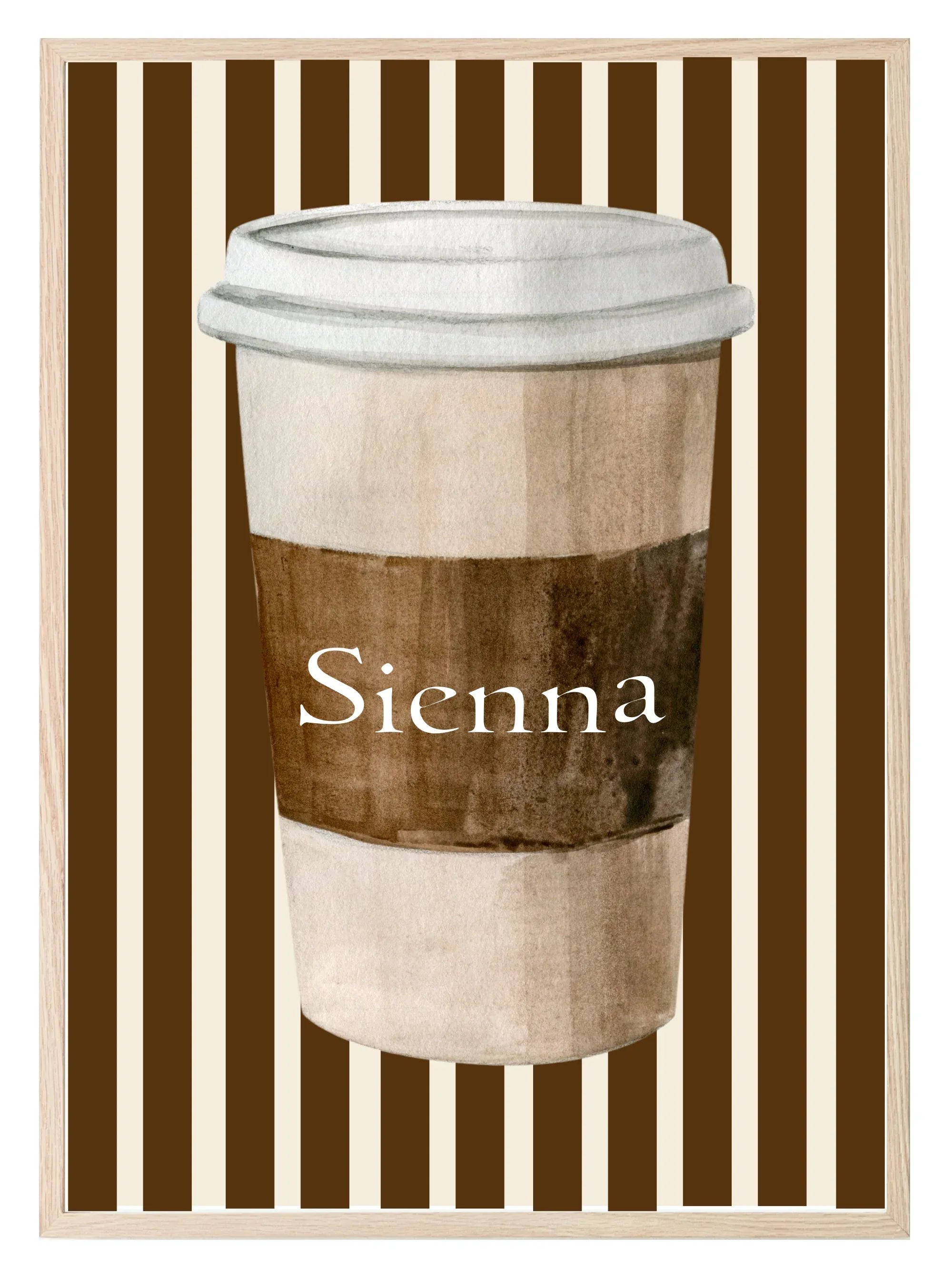 Personalised Coffee Cup Print | Cute Kitchen Wall Art | Striped - Larosier Prints