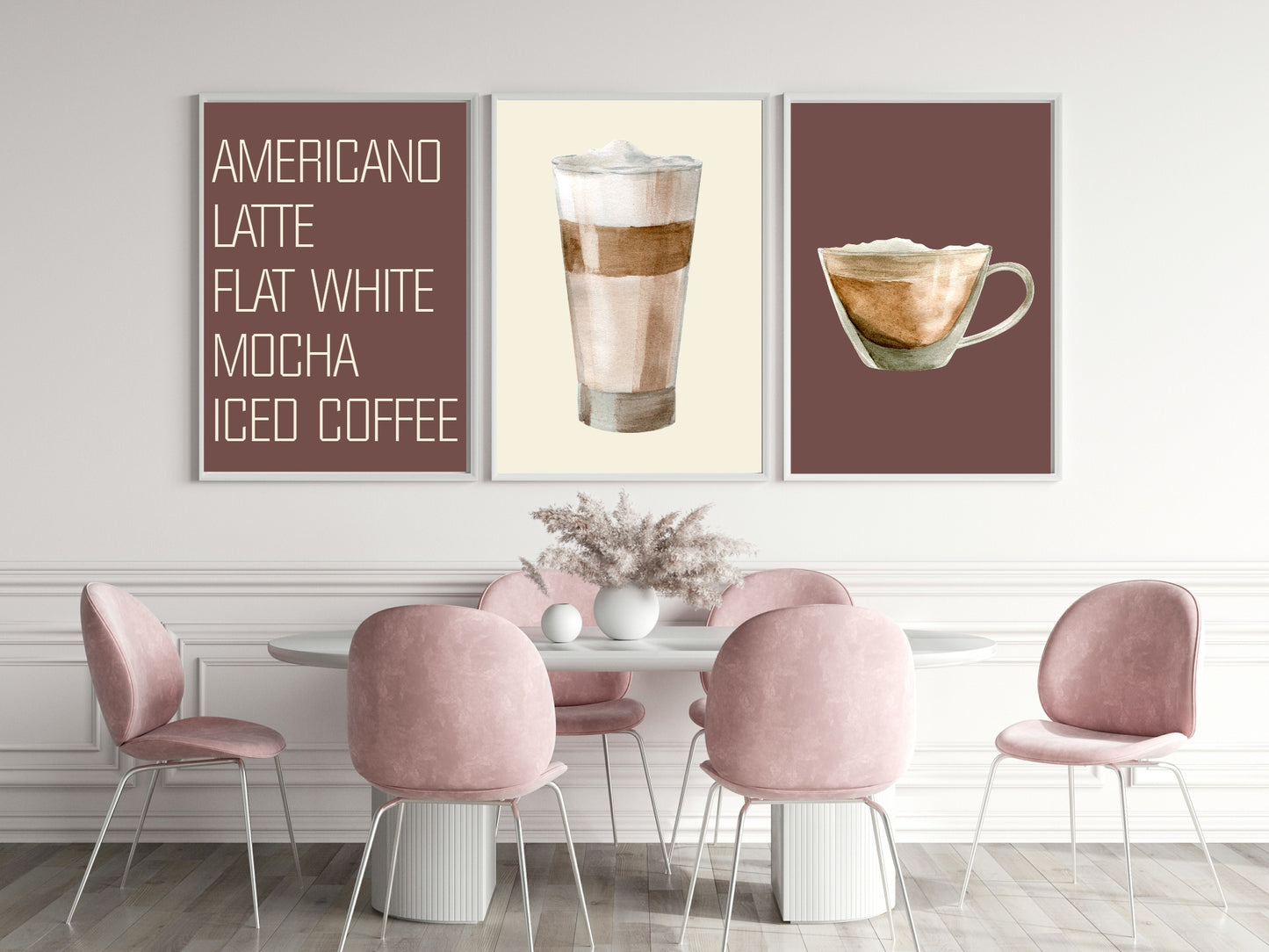Americano Latte Flat White Mocha Iced Coffee Print | Kitchen Wall Art