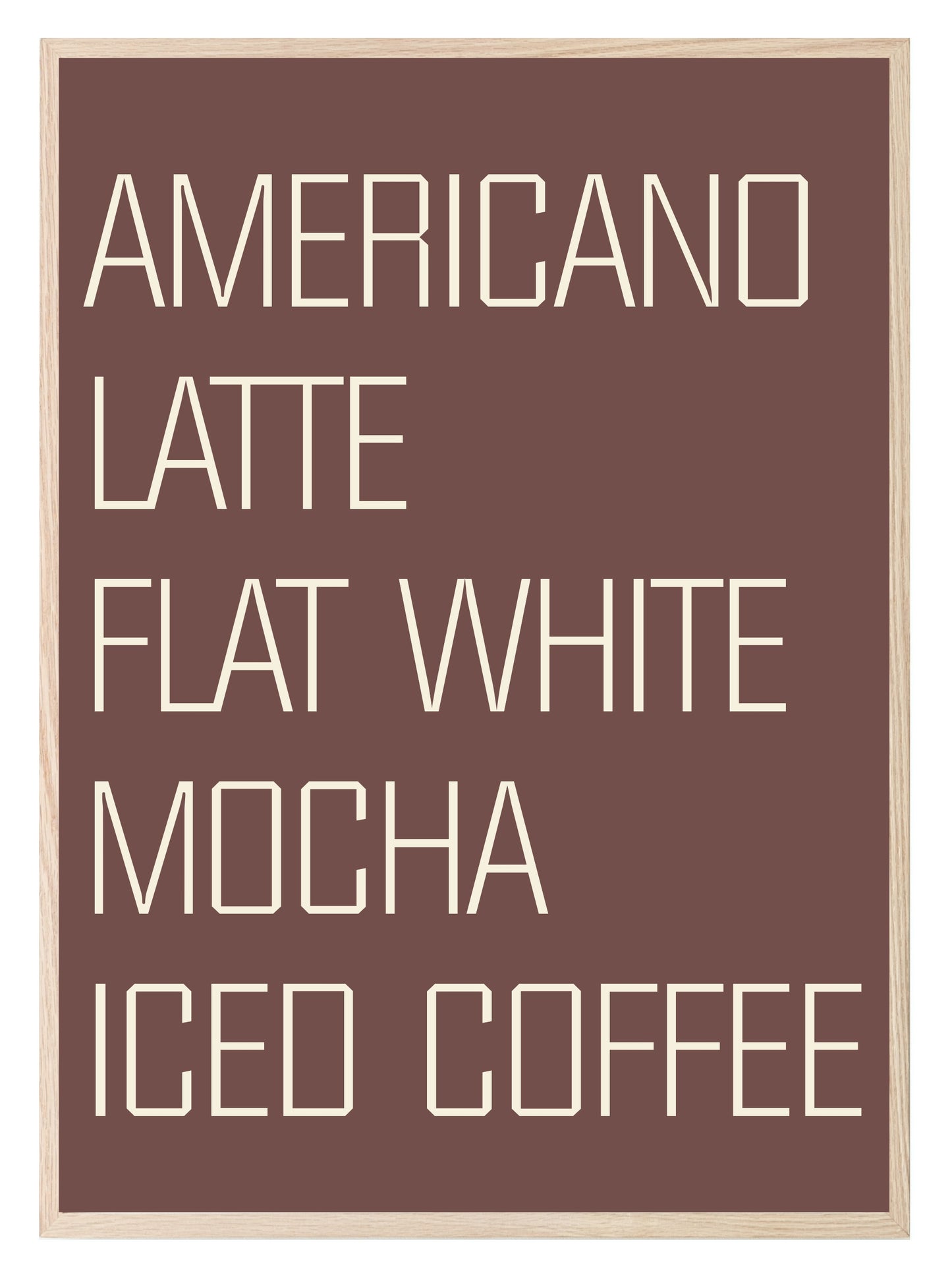 Americano Latte Flat White Mocha Iced Coffee Print | Kitchen Wall Art