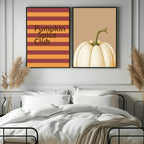Pumpkin Spice Club Print | Autumnal Wall Art | Red & Orange Stripes - Larosier Prints