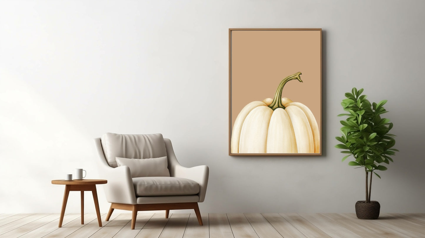 White Pumpkin Print | Autumn Wall Art
