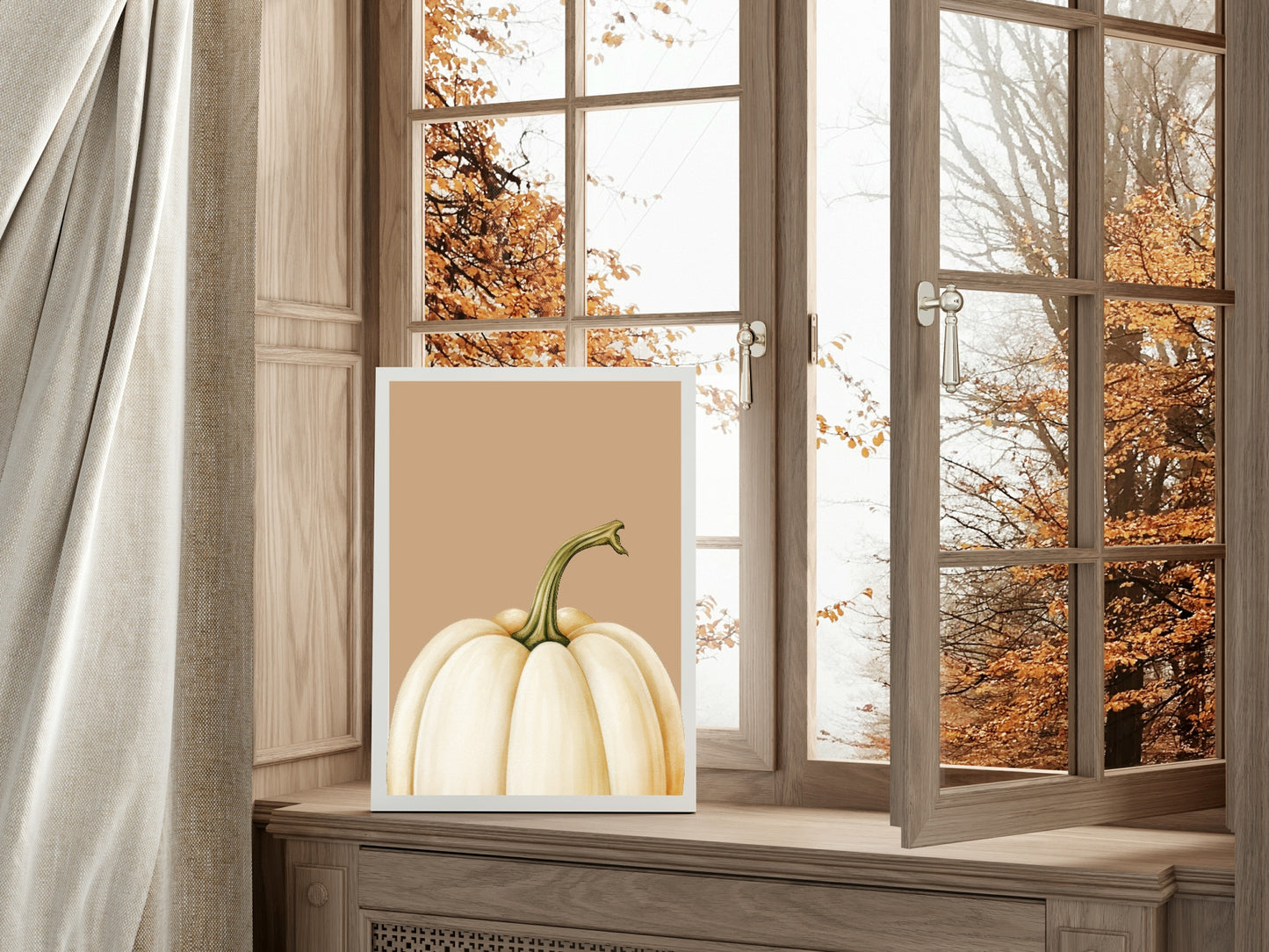 White Pumpkin Print | Autumn Wall Art
