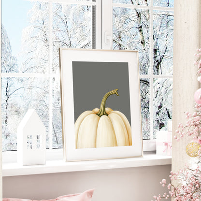 White Pumpkin Print | Autumn & Winter Wall Art