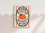 Pumpkin Kisses and Halloween Wishes Print | Pink & Beige Stripes - Larosier Prints
