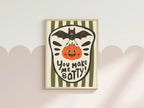You Make Me Batty Pumpkin Print | Green Stripes | Cute Halloween Wall Art - Larosier Prints