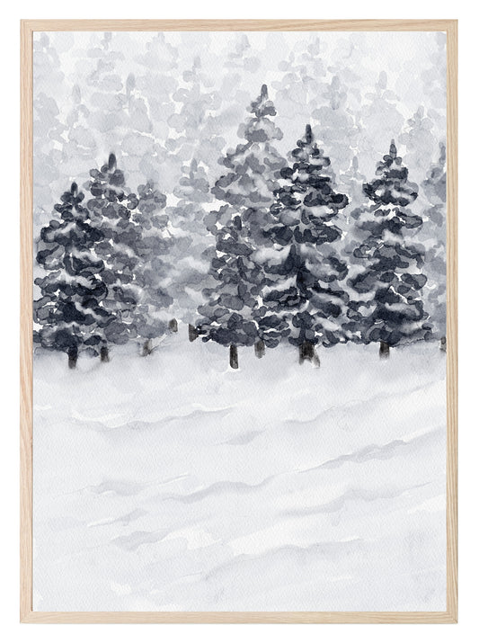 Winter Trees Print | Nature Wall Art | Cosy Seasonal Print
