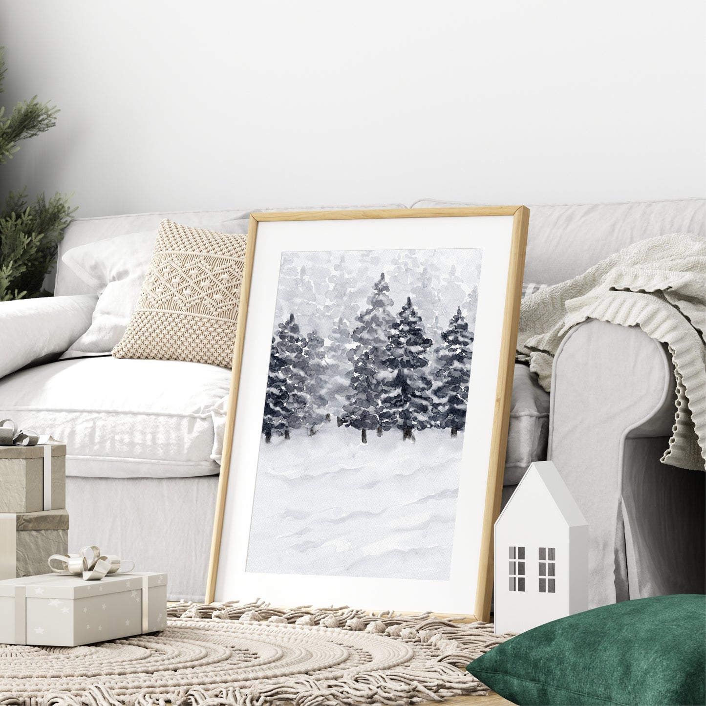 Winter Trees Print | Nature Wall Art | Cosy Seasonal Print