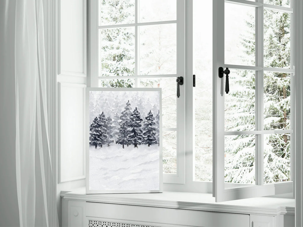 Winter Trees Print | Nature Wall Art | Cosy Seasonal Print - Larosier Prints
