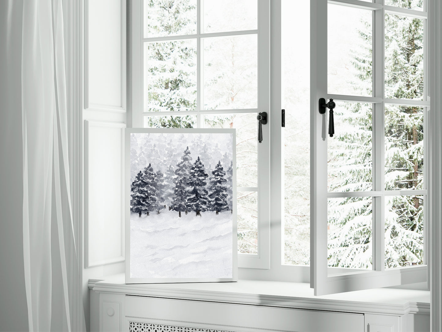 Winter Trees Print | Nature Wall Art | Cosy Seasonal Print