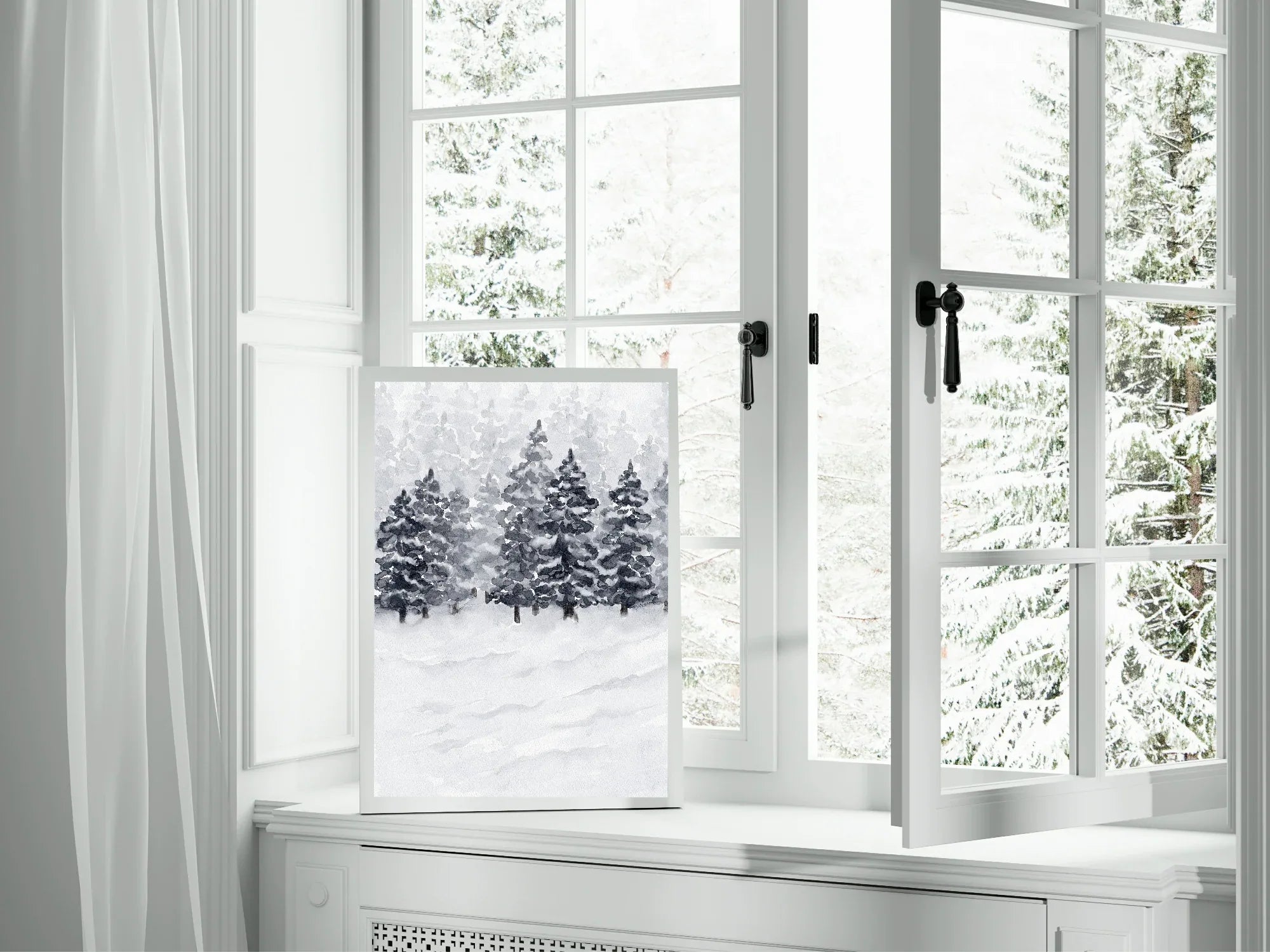 Winter Trees Print | Nature Wall Art | Cosy Seasonal Print - Larosier Prints