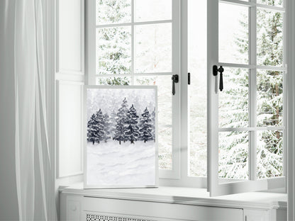 Winter Trees Print | Nature Wall Art | Cosy Seasonal Print