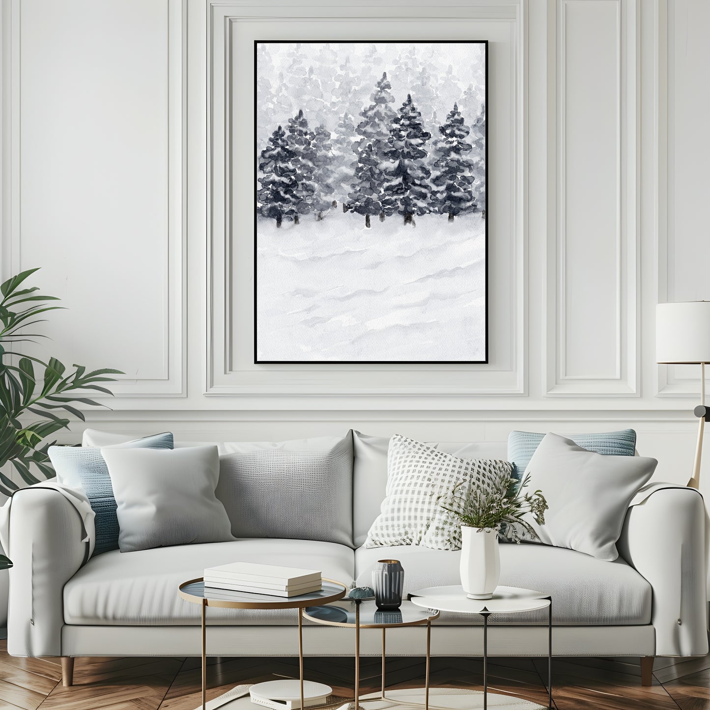 Winter Trees Print | Nature Wall Art | Cosy Seasonal Print