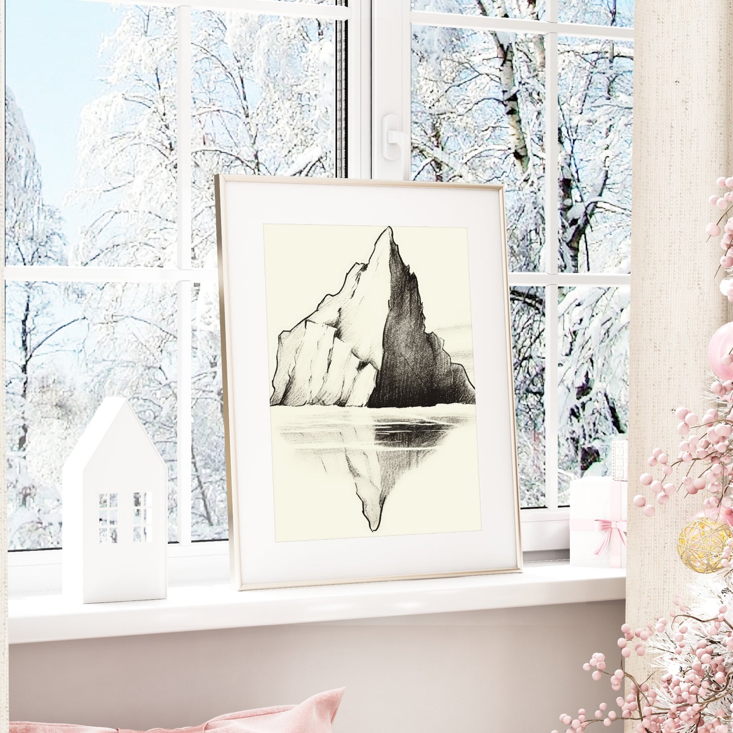 Mountain Reflection Print | Beige