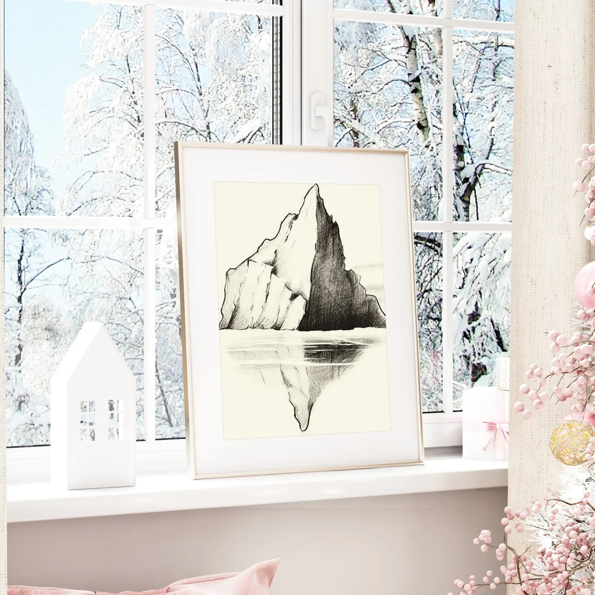 Mountain Reflection Print | Beige - Larosier Prints