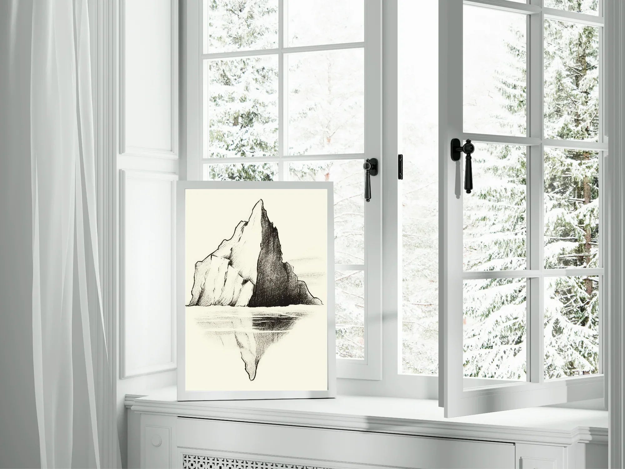 Mountain Reflection Print | Beige - Larosier Prints