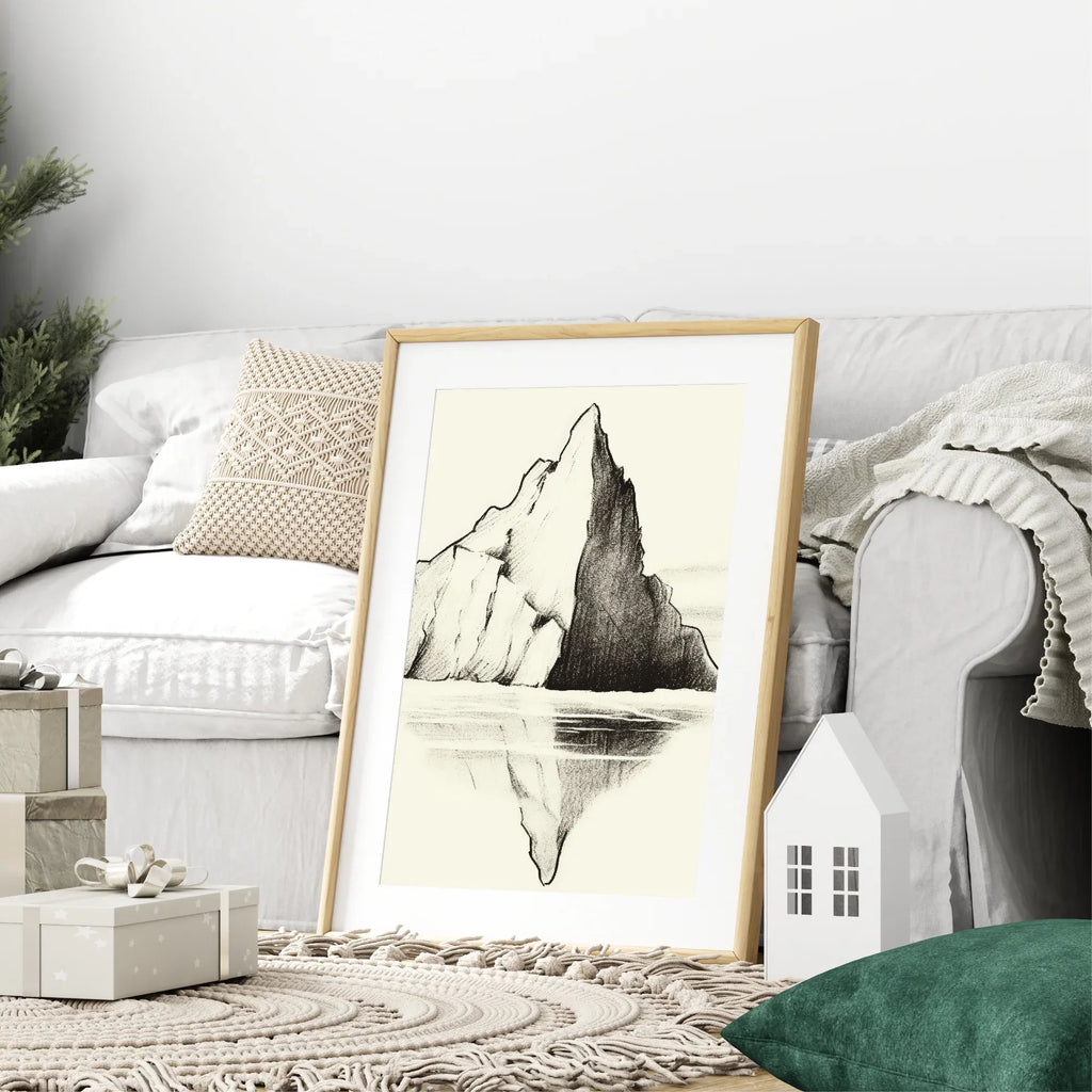 Mountain Reflection Print | Beige - Larosier Prints