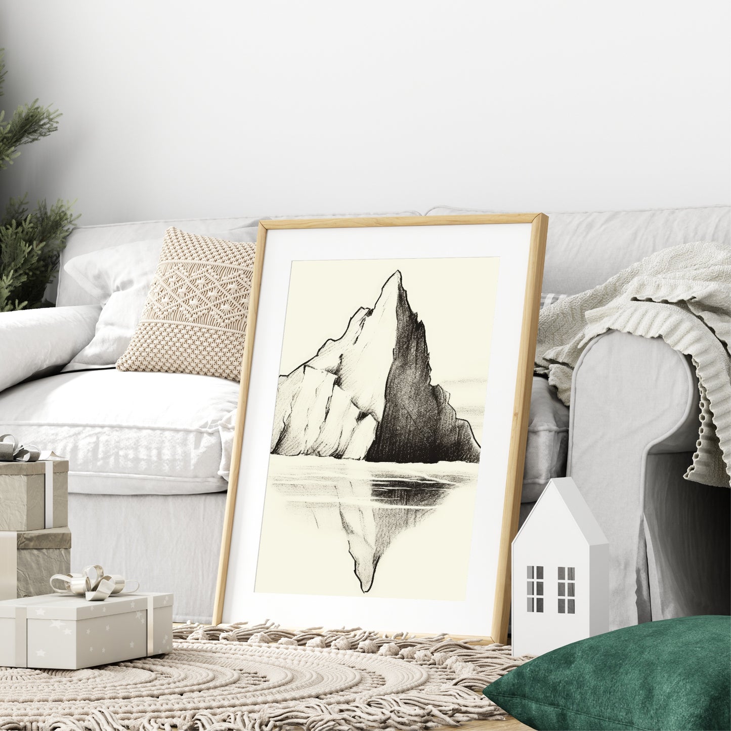 Mountain Reflection Print | Beige