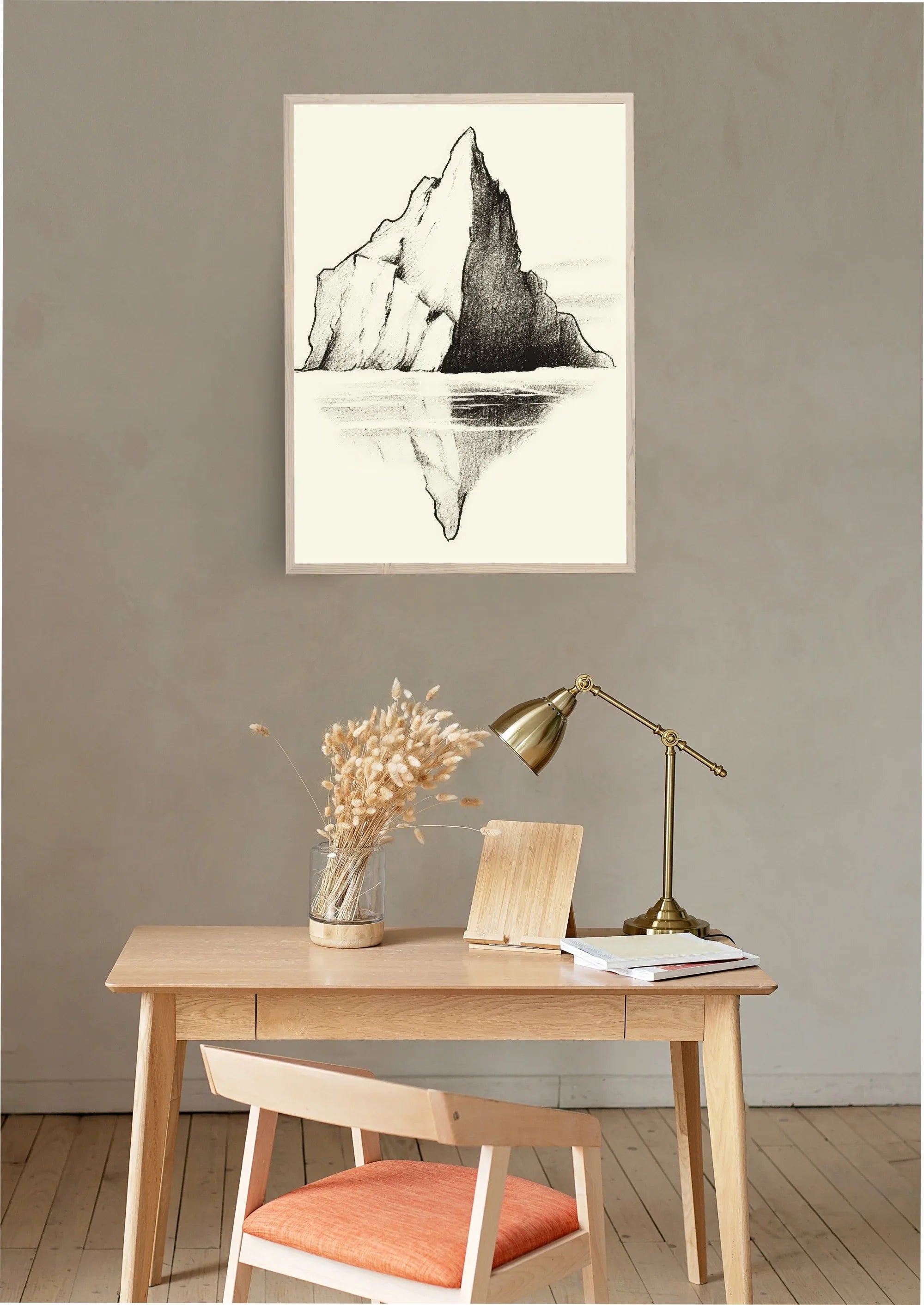 Mountain Reflection Print | Beige - Larosier Prints