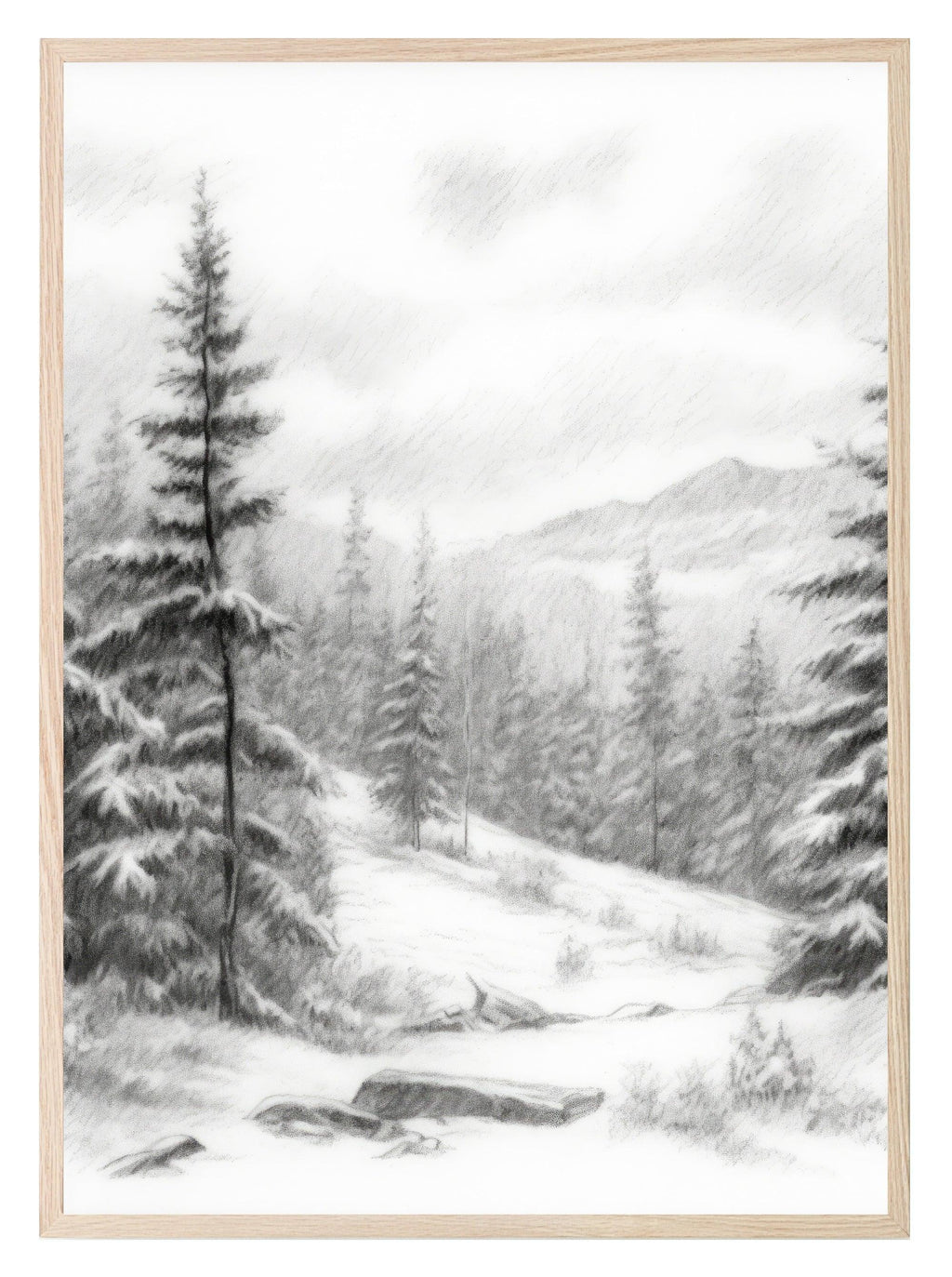 Winter Landscape Print | Snowy Trees & Mountain Wall Art - Larosier Prints