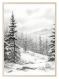 Winter Landscape Print | Snowy Trees & Mountain Wall Art - Larosier Prints