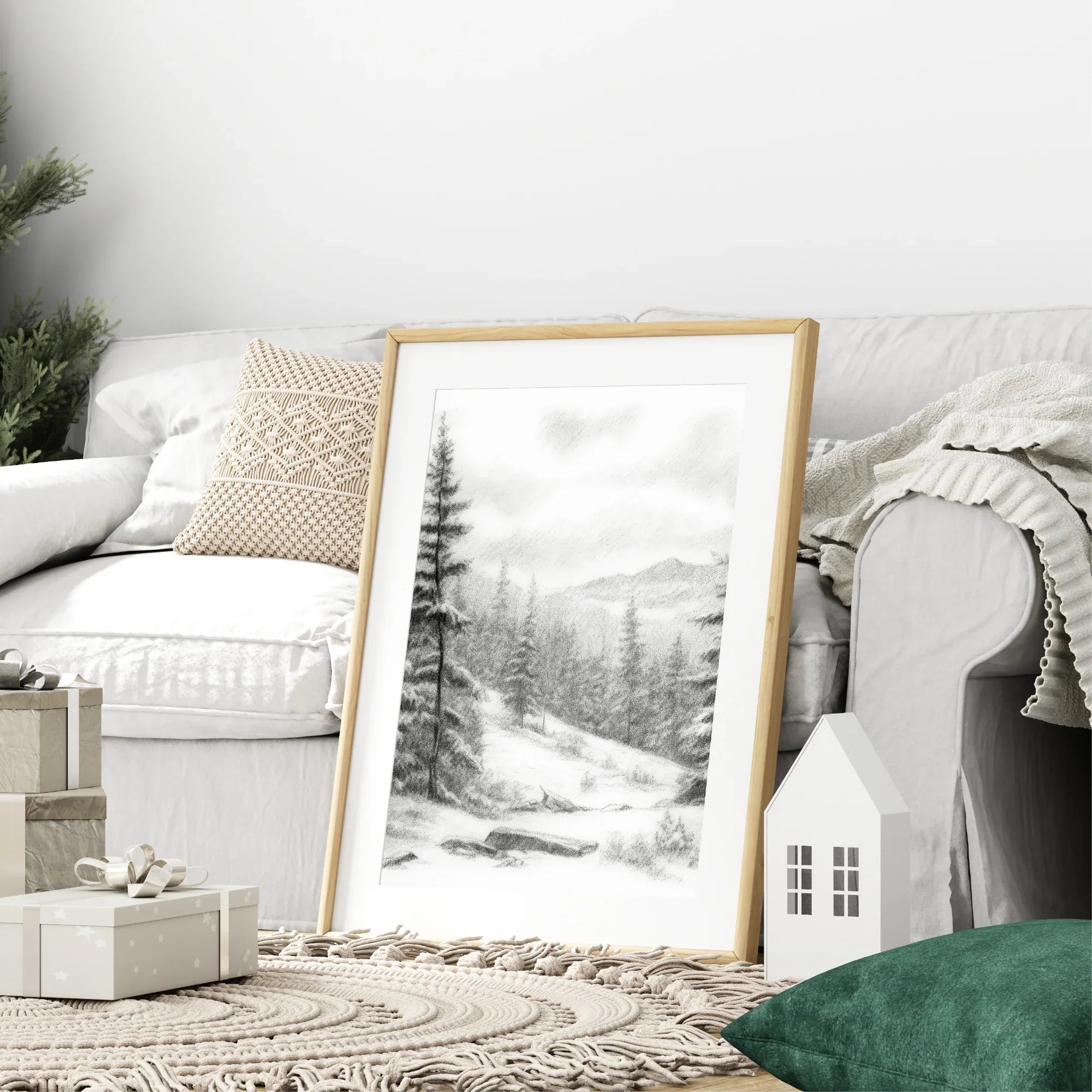Winter Landscape Print | Snowy Trees & Mountain Wall Art - Larosier Prints