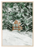 Winter Cabin Print | Snowy Landscape Wall Art - Larosier Prints