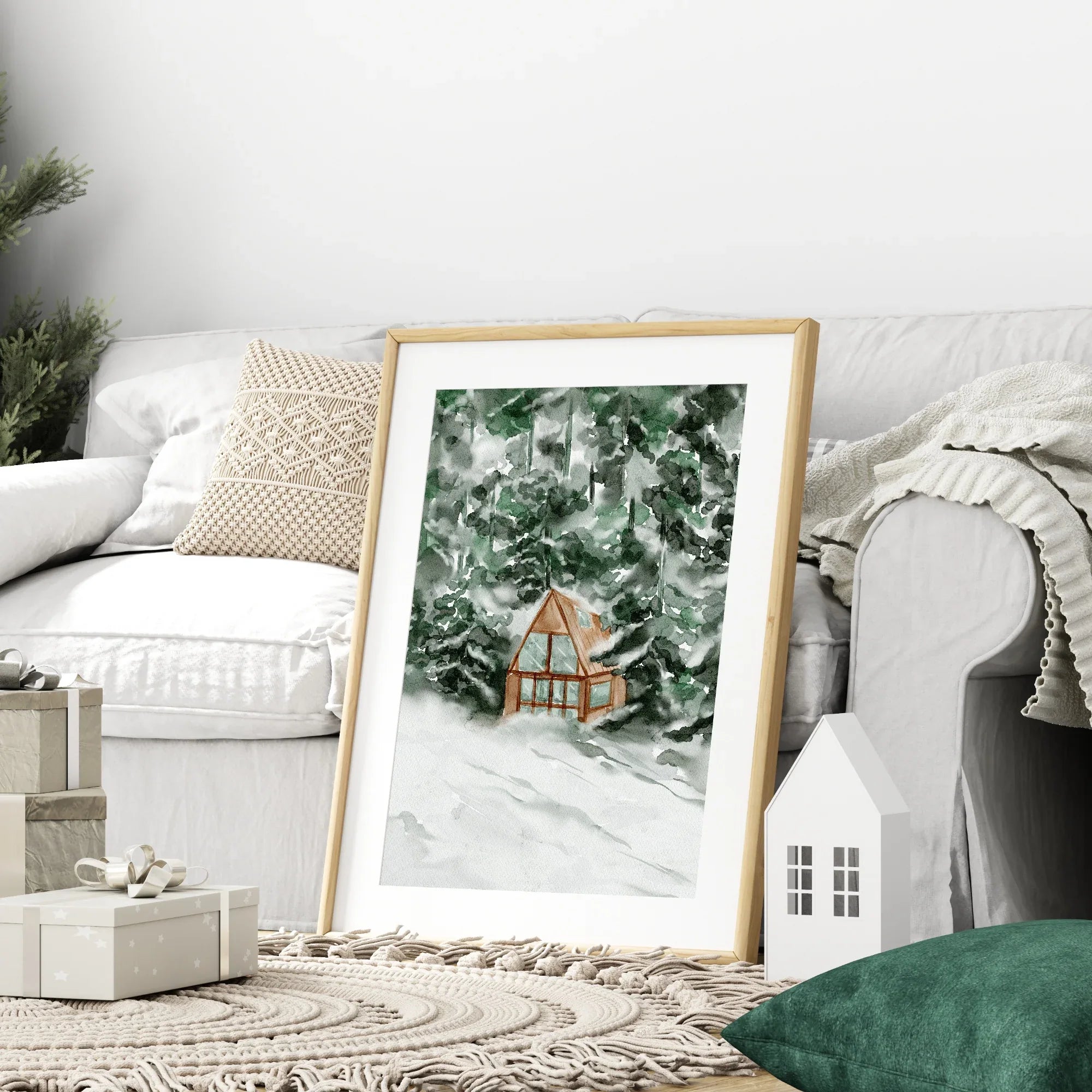 Winter Cabin Print | Snowy Landscape Wall Art - Larosier Prints