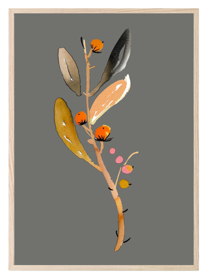 Winter Flower Print | Floral Wall Art | Grey