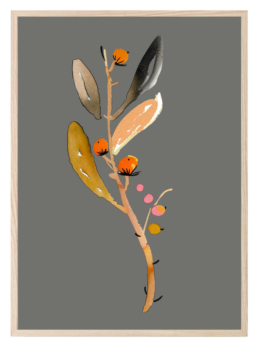 Winter Flower Print | Floral Wall Art | Grey