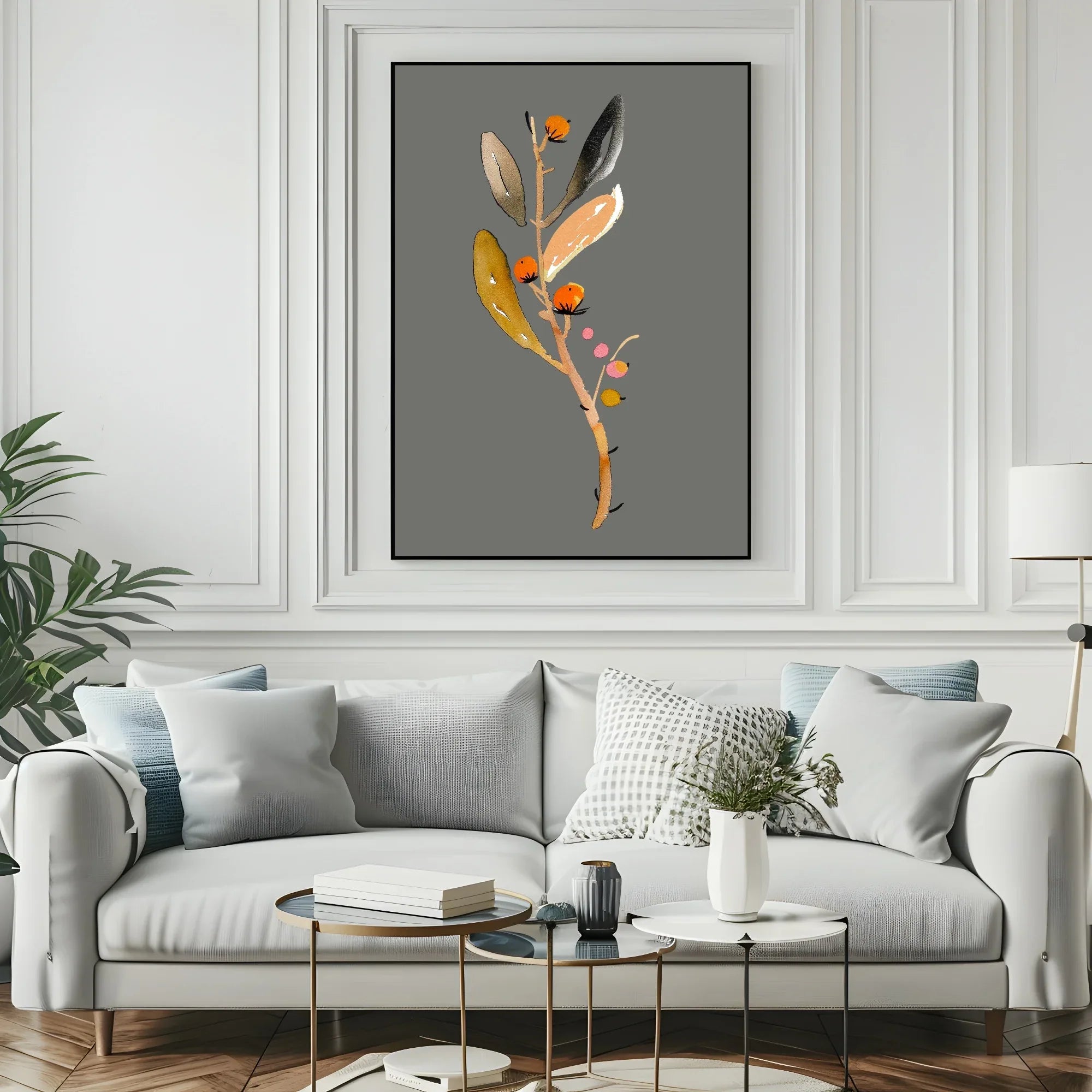 Winter Flower Print | Floral Wall Art | Grey - Larosier Prints