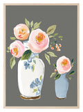 Flowers In Vases Print | Winter Floral Wall Art | Grey - Larosier Prints