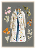 Winter Coat Print | Floral Wall Art | Grey - Larosier Prints