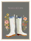 Winter Boots Print | Floral Wall Art | Grey - Larosier Prints