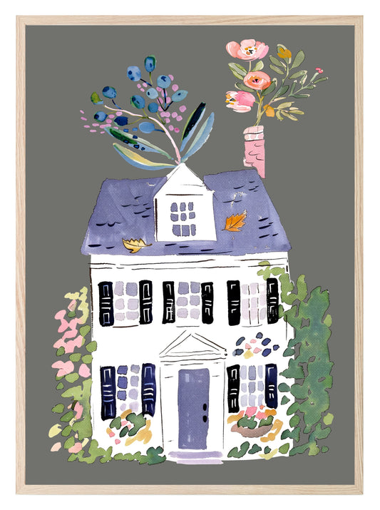 Floral House Print | Grey