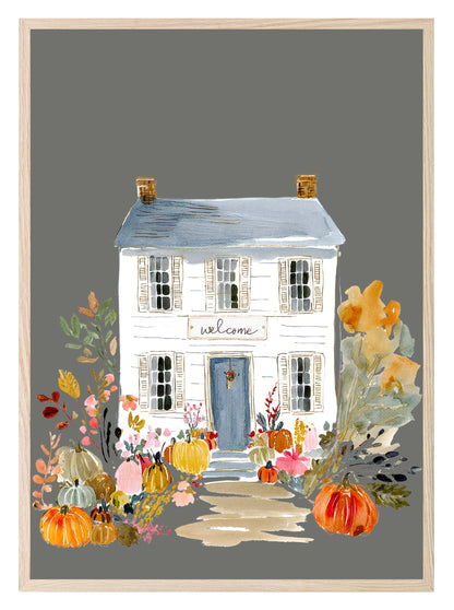 Winter House Print | Grey