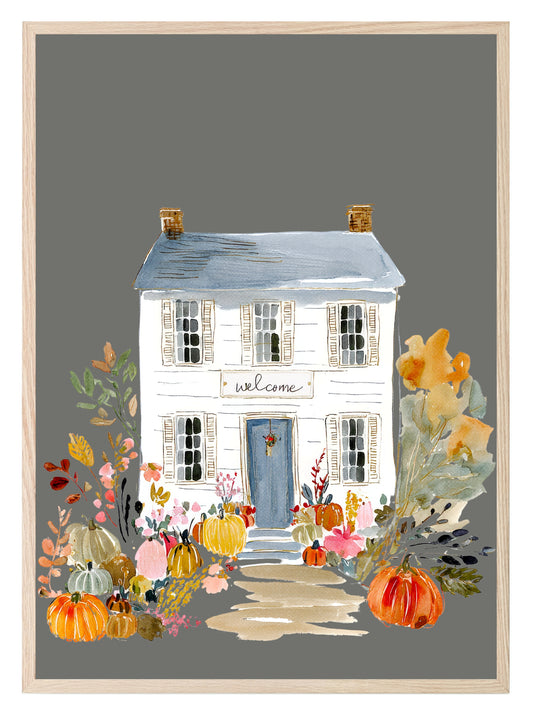 Winter House Print | Grey