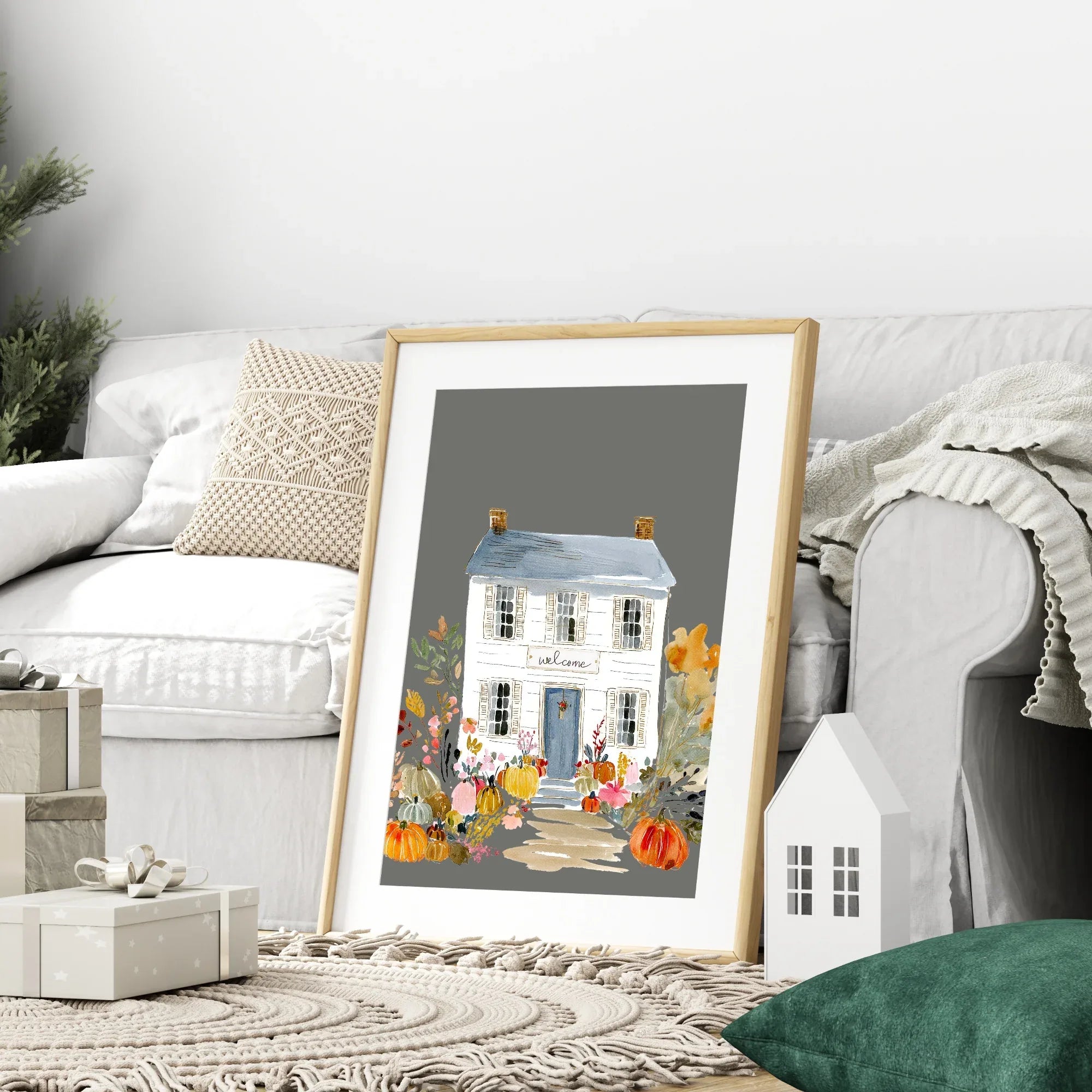 Winter House Print | Grey - Larosier Prints