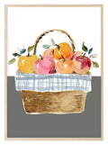 Winter Apples Print | Basket of Apples Wall Art | White & Grey - Larosier Prints