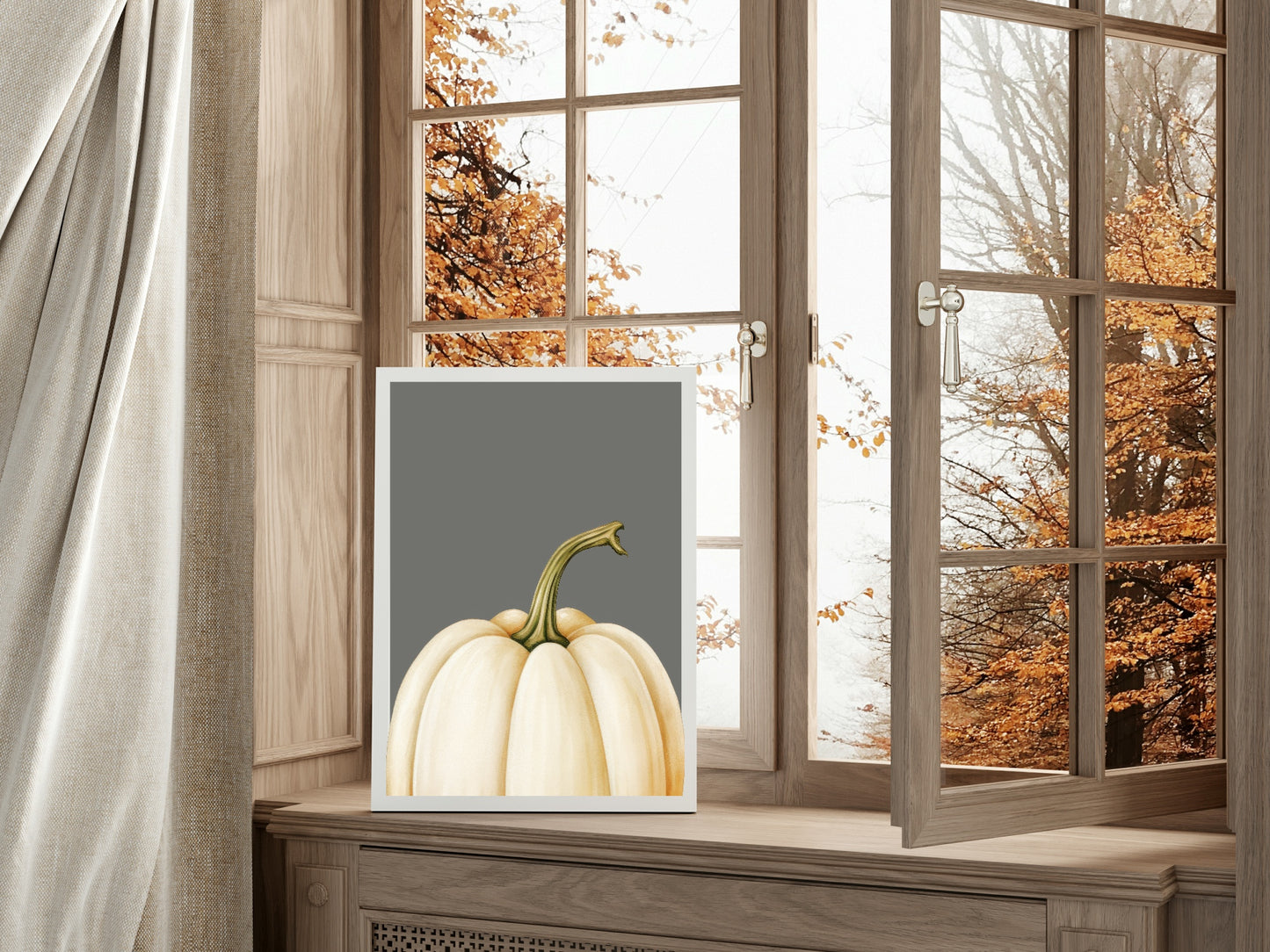 White Pumpkin Print | Autumn Wall Art