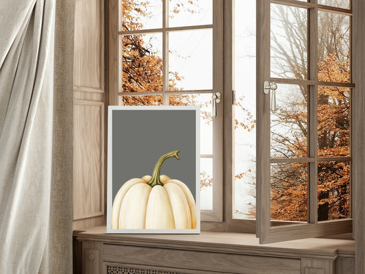 White Pumpkin Print | Autumn Wall Art