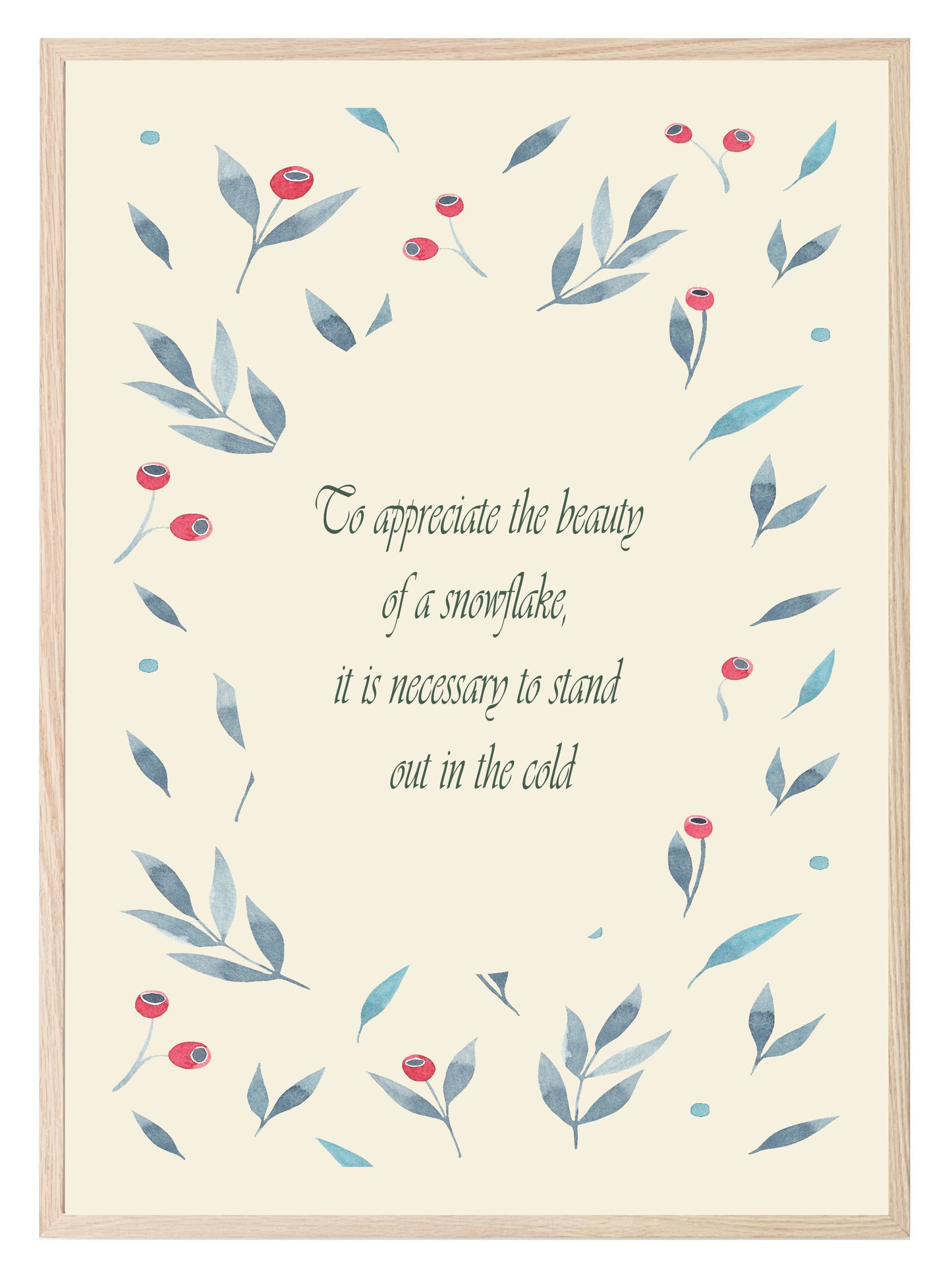 To Appreciate the Beauty of a Snowflake Print | Quote Wall Art | Beige