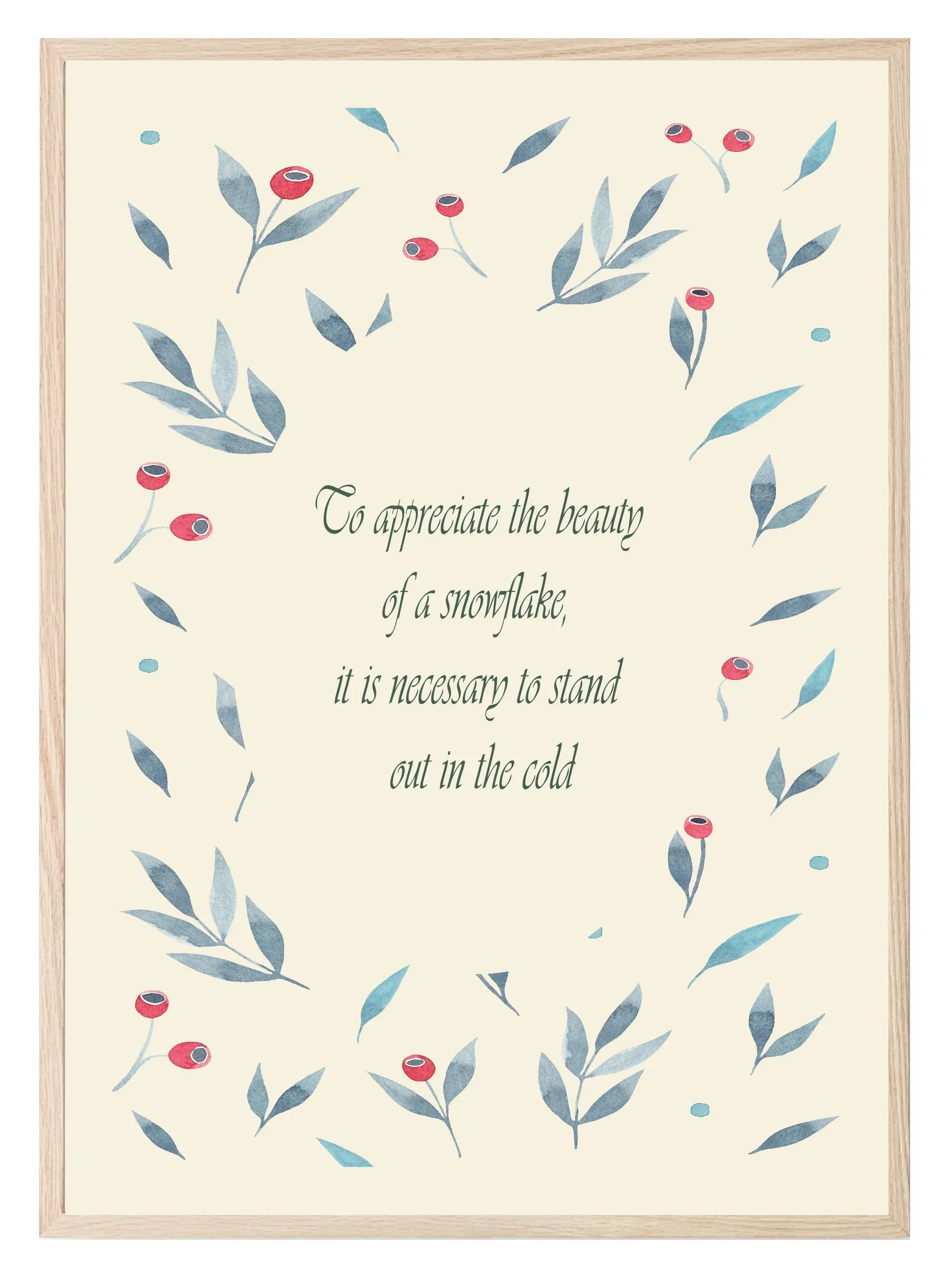 To Appreciate the Beauty of a Snowflake Print | Quote Wall Art | Beige - Larosier Prints