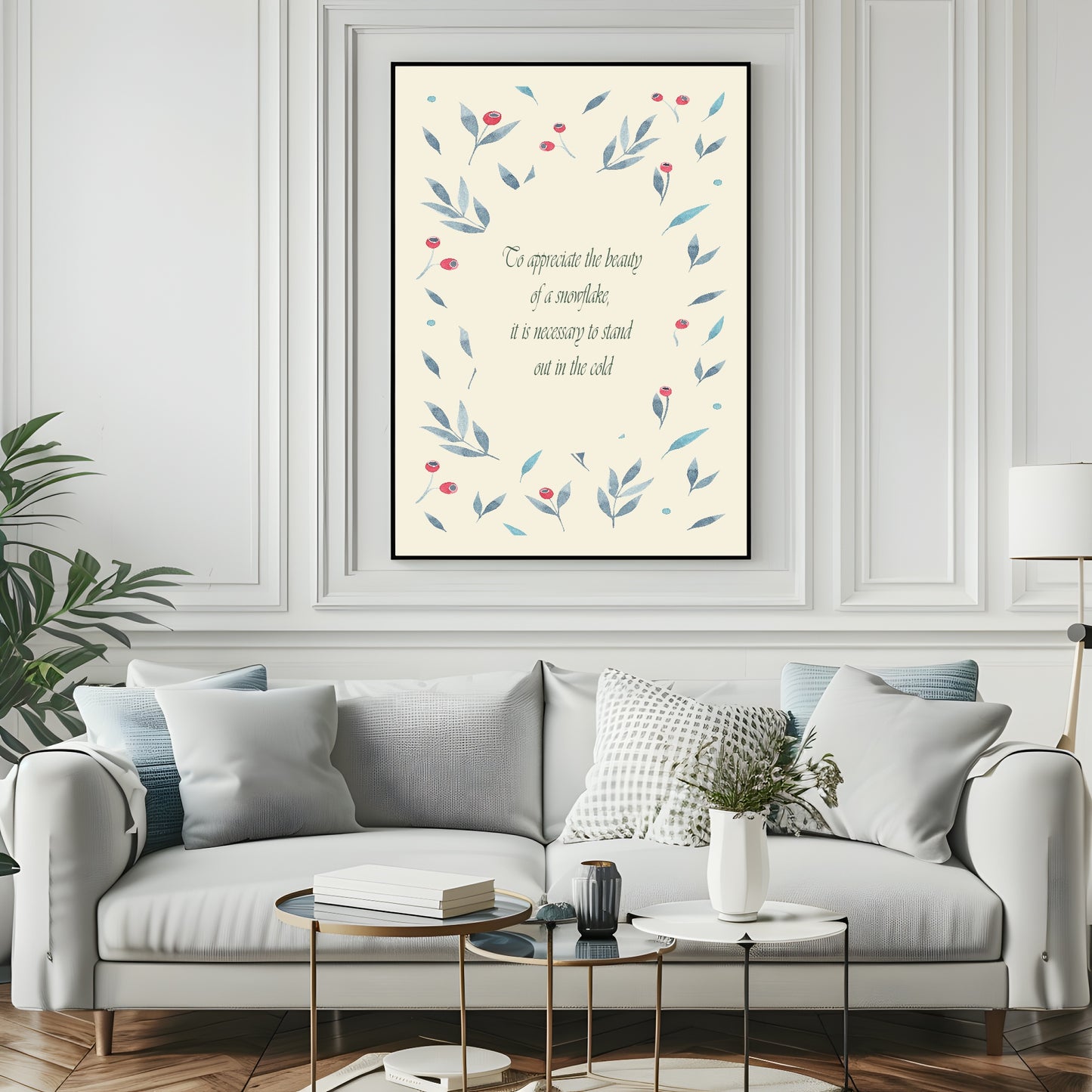 To Appreciate the Beauty of a Snowflake Print | Quote Wall Art | Beige