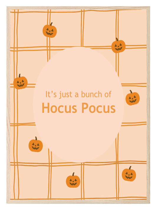 It’s Just a Bunch of Hocus Pocus Print | Halloween Wall Art | Orange Checkered Pumpkin Pattern