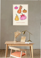 Rainbow of Pumpkins Print | Halloween Wall Art | Colourful Pumpkin Illustration - Larosier Prints