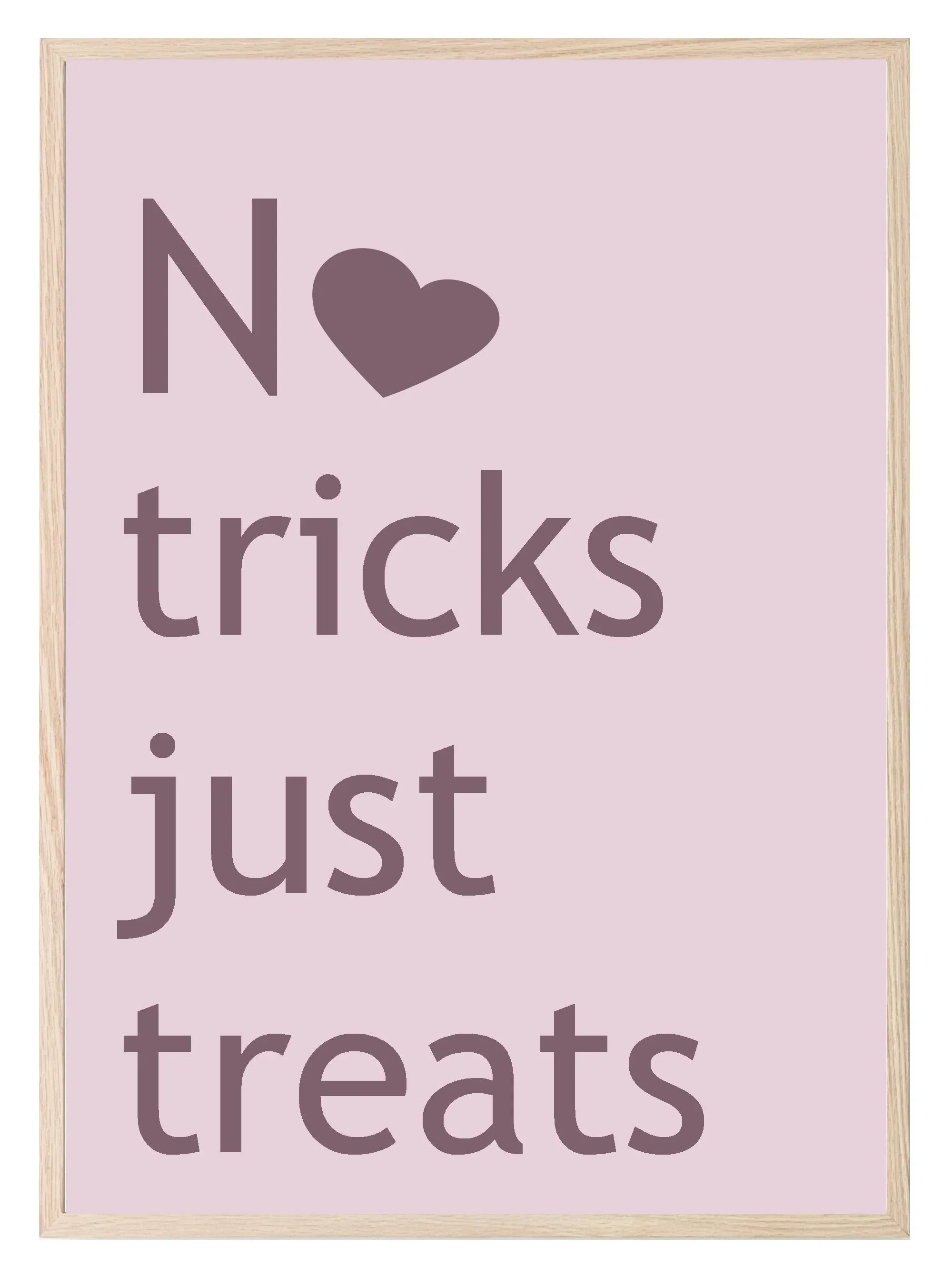 No Tricks Just Treats Print | Halloween Wall Art | Purple & Pink - Larosier Prints